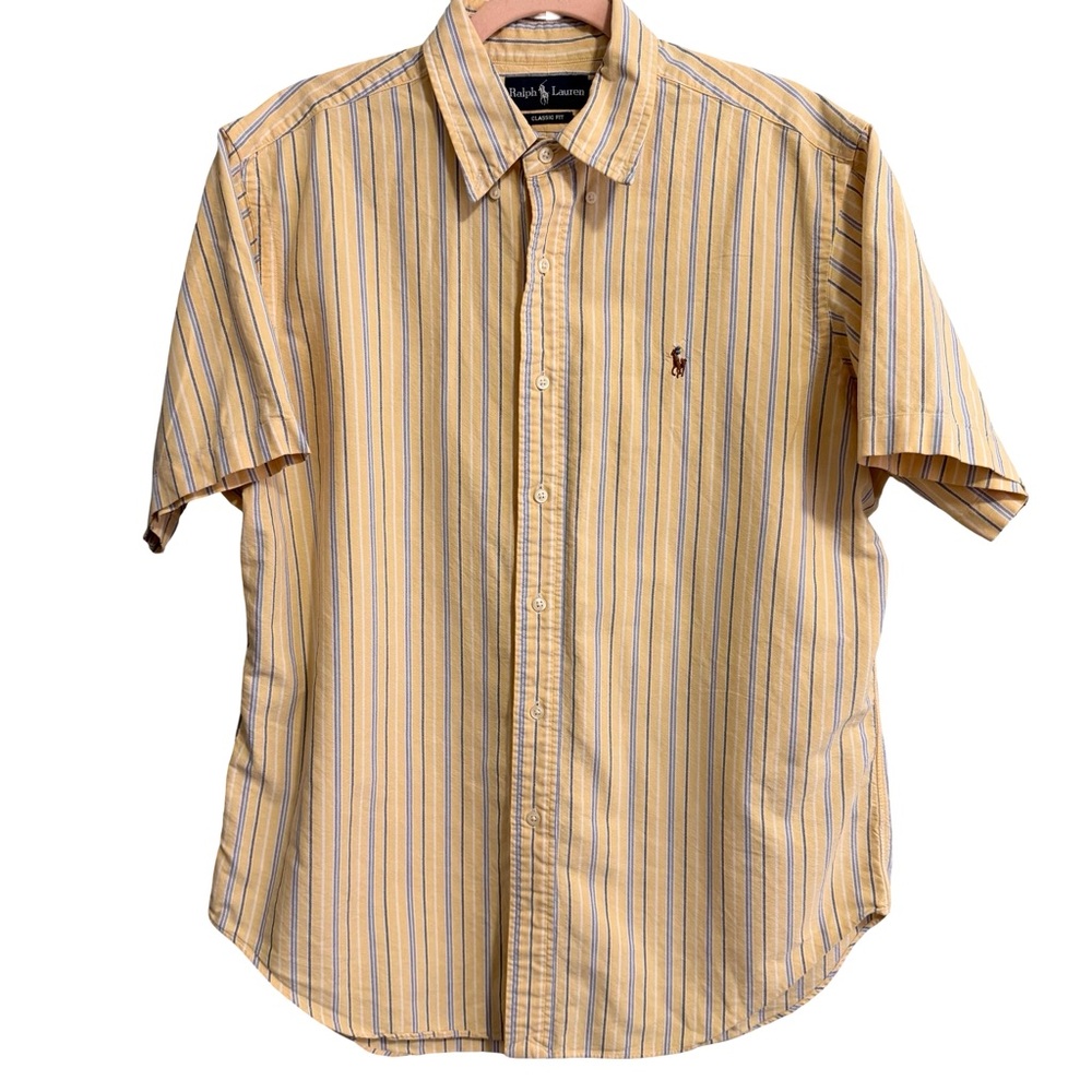 Ralph Lauren Men's Yellow Striped Shirt size‎ L